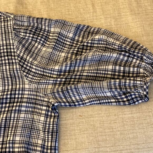 Treasure & Bond Plus Size NWOT Short Sleeve Button Down Navy Plaid Blouse. Sz 2X - Picture 5 of 7